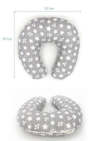 Gri Yıldız Desenli Emzirme ve Hamilelik Yastığı - Görsel 2