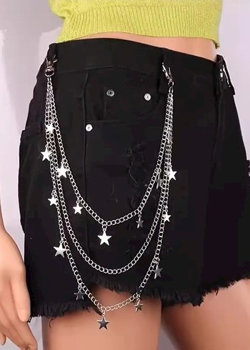 Yıldız Detaylı Gri Zincir Bel Aksesuarı - Görsel 5