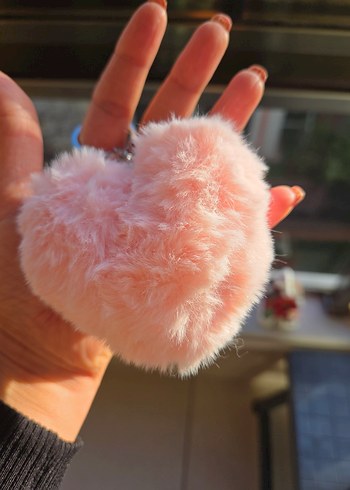 Pembe Pelüş Kalp Çanta Aksesuarı - Görsel 3