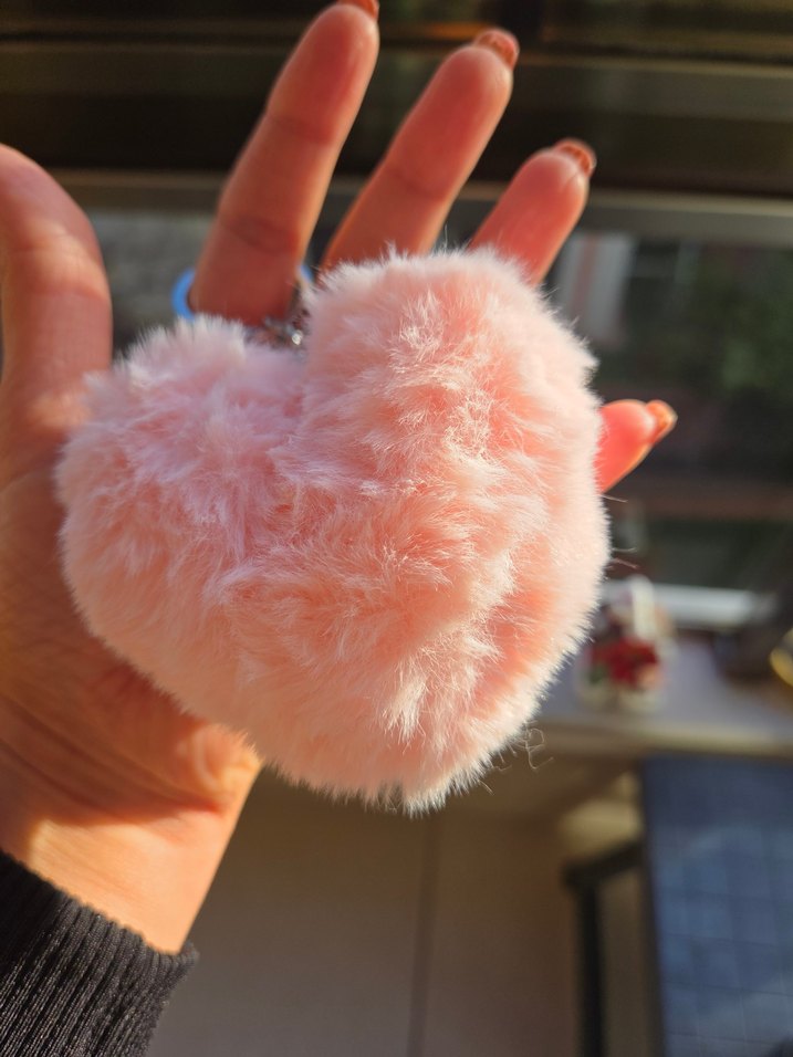 Pembe Pelüş Kalp Çanta Aksesuarı - Görsel 3