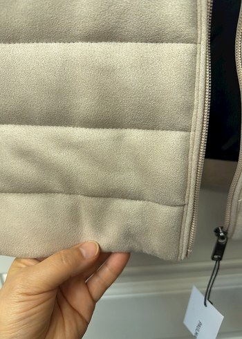 Paulmark S beden Bej Süet Yelek, Fermuarlı, Yüksek Yaka - Görsel 5