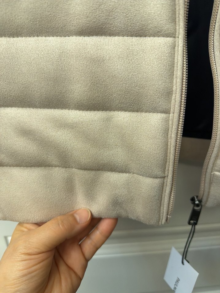 Paulmark S beden Bej Süet Yelek, Fermuarlı, Yüksek Yaka - Görsel 5