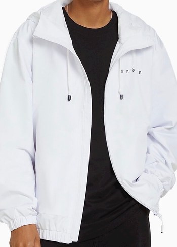 BERSHKA XXL Beyaz Erkek Midi Yağmurluk - Görsel 2