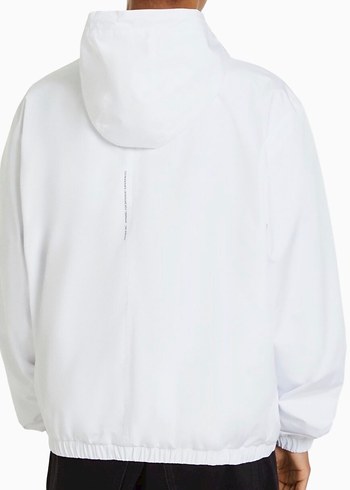 BERSHKA XXL Beyaz Erkek Midi Yağmurluk - Görsel 3