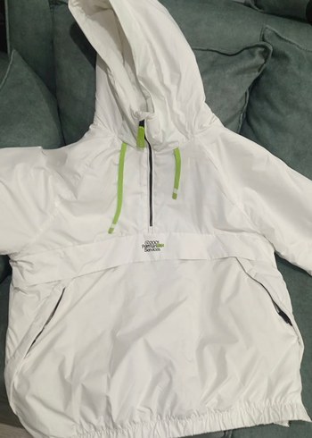 Beyaz Kapüşonlu Fermuarlı erkek Ceket - Görsel 3