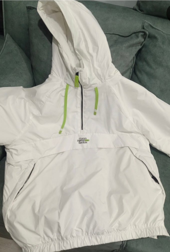 Beyaz Kapüşonlu Fermuarlı erkek Ceket - Görsel 3