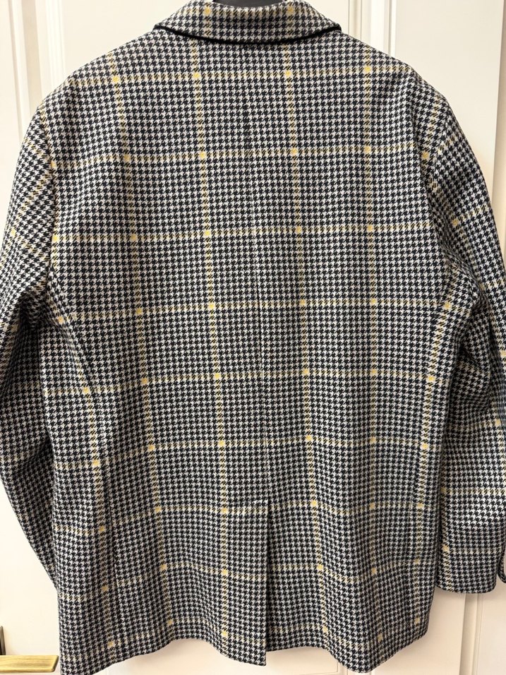 ZARA ERKEK Düğmeli Gri Midi Kadın Ekose Kaban XXL - Görsel 3