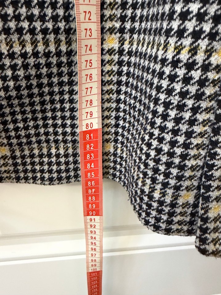 ZARA ERKEK Düğmeli Gri Midi Kadın Ekose Kaban XXL - Görsel 4