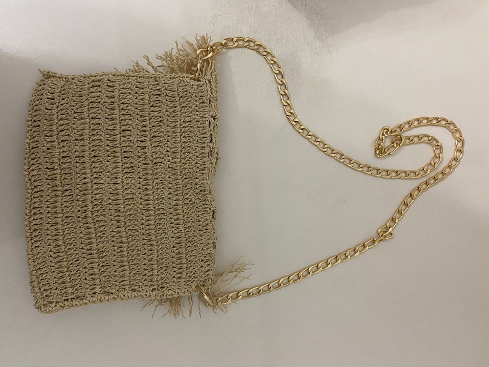 Bej Bohem Nakışlı Örgü Kadın Portföy Çanta - Görsel 3