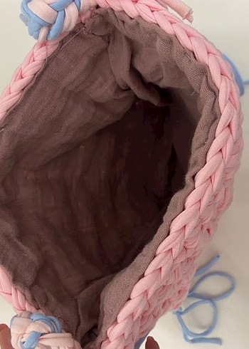 Pembe Örgü Bohem Kadın Çanta - Görsel 2