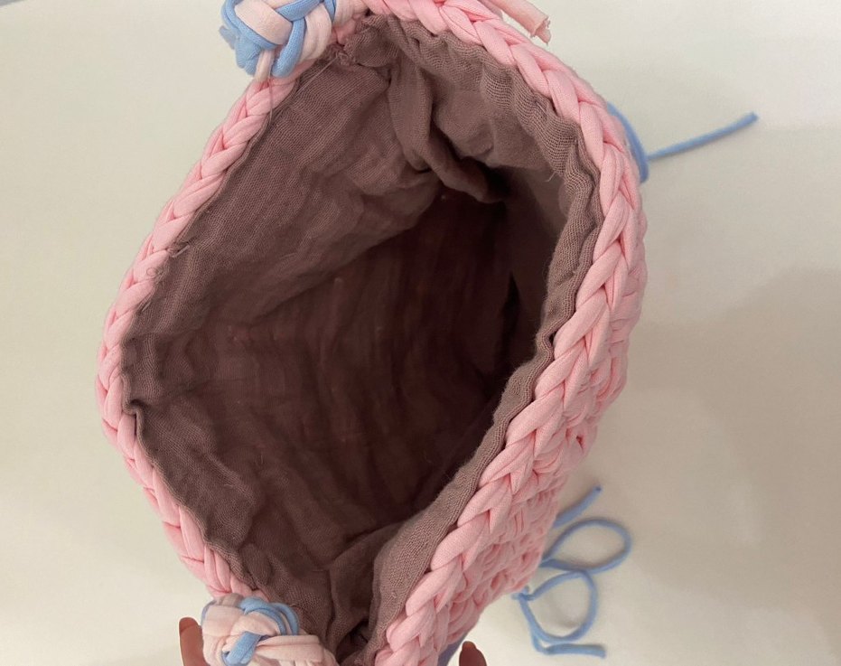 Pembe Örgü Bohem Kadın Çanta - Görsel 2