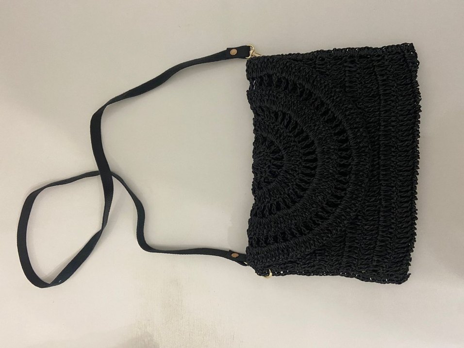 Siyah Dantelli Örgü Bohem kol Çantası - Görsel 2