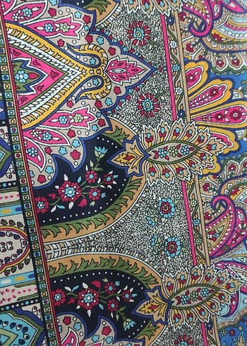 Kadın Çok Renkli Bohem İpek Şal - Görsel 3