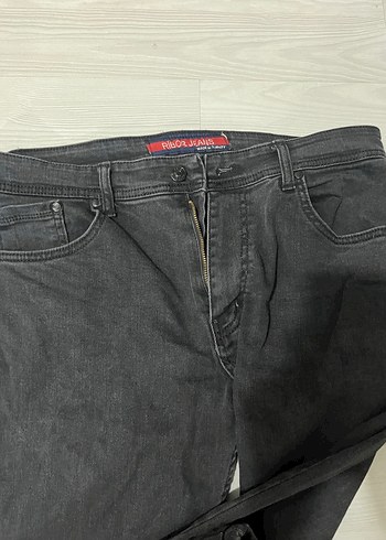 Gri Kadın Kot Pantolon, Orta Boy, Kemerli - Görsel 2