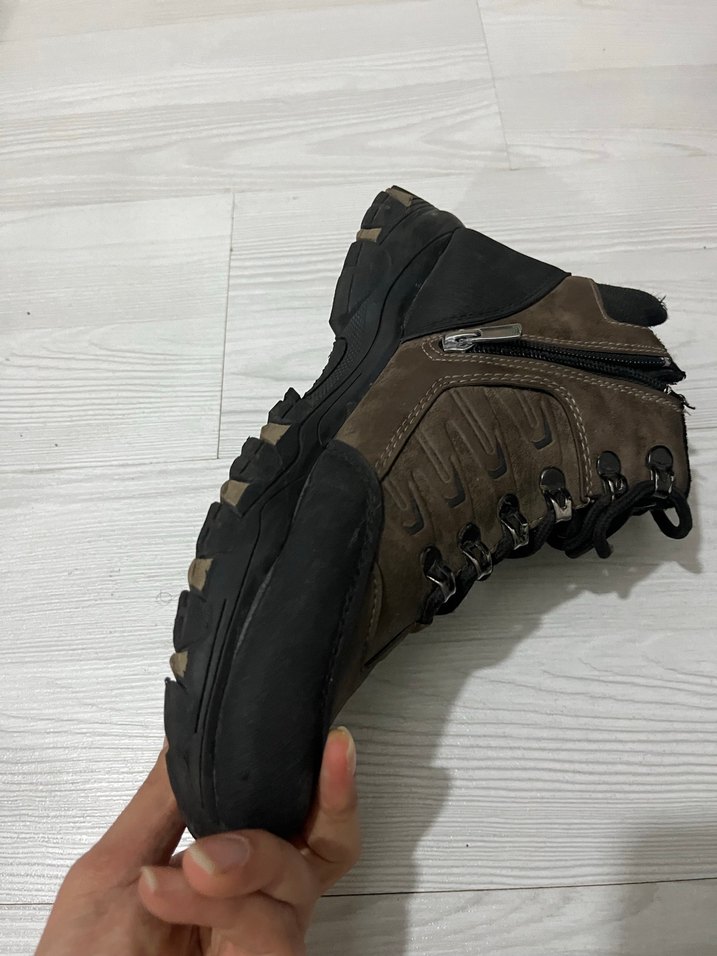 Deri Fermuarlı Erkek Biker Bot Kahverengi - Görsel 3