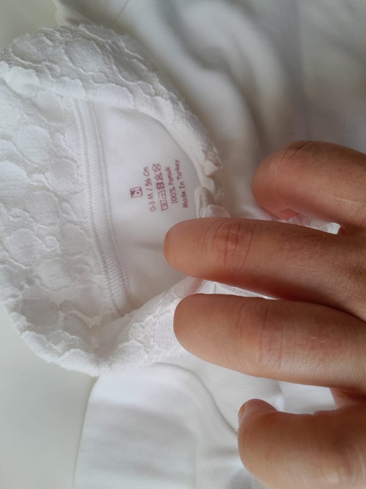 Beyaz Uzun Kollu Bebek Tulum Dantelli - Görsel 2