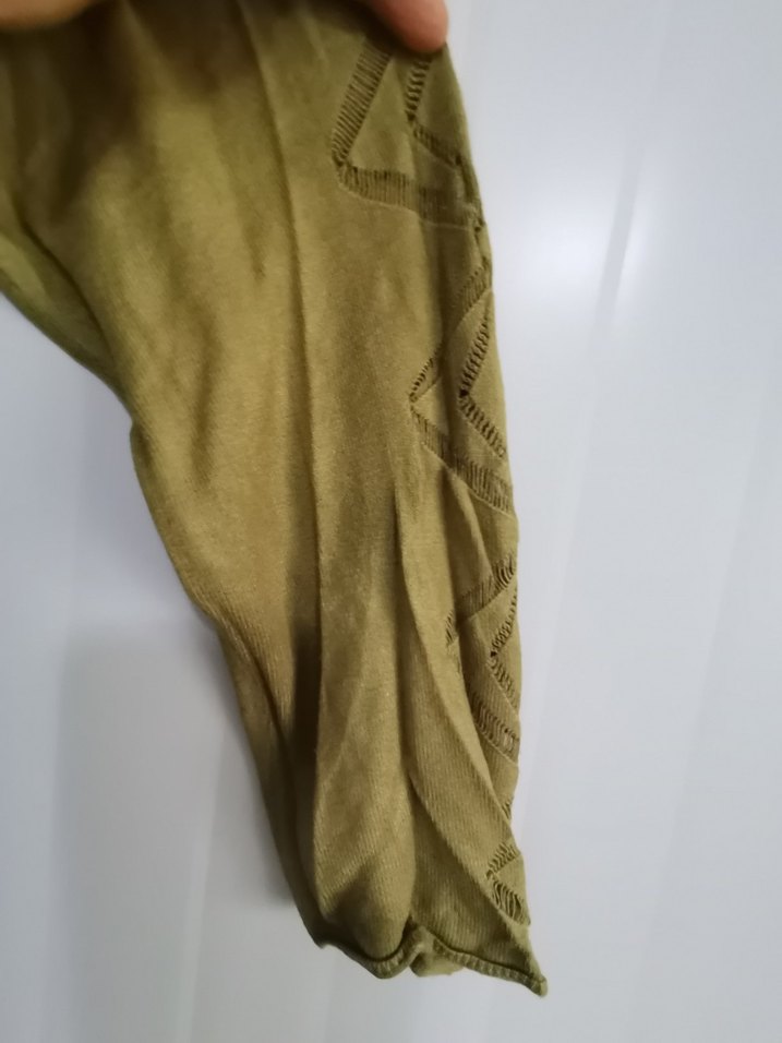 Kadın Haki Uzun Kollu Boğazlı pamuklu Bluz - Görsel 2