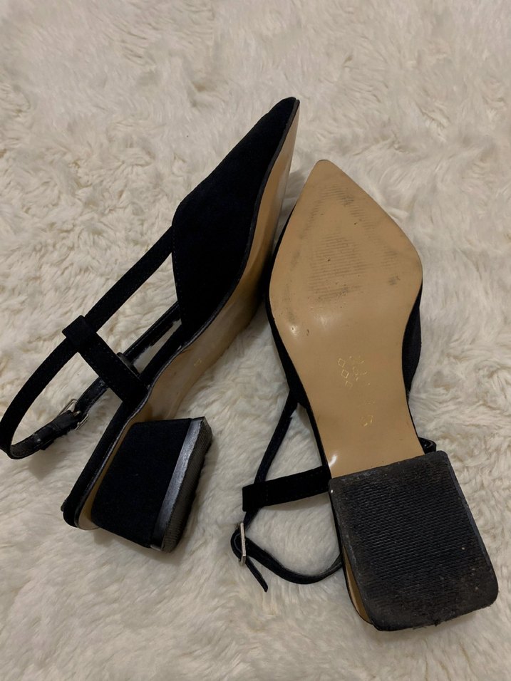 Siyah Süet Tokalı Topuklu Kadın Ayakkabı - Görsel 2