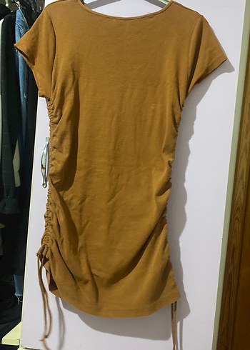 Kısa Kollu kiremit rengi elbise - Görsel 3