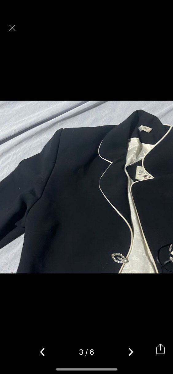 Uzun Kollu Siyah Düğmeli Tuxedo Ceket - Görsel 3