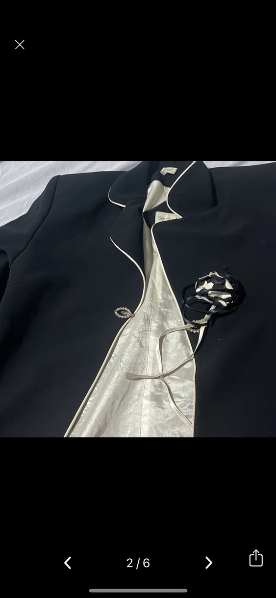 Uzun Kollu Siyah Düğmeli Tuxedo Ceket - Görsel 2