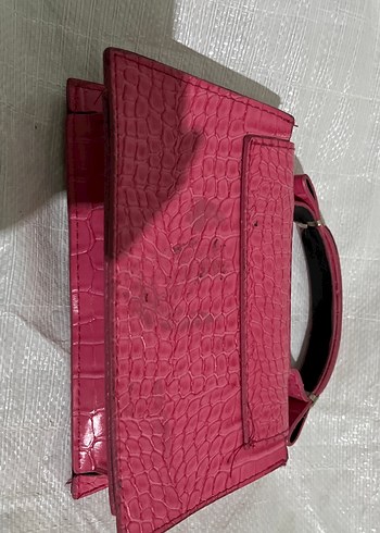 Pembe Parlak Yılan Desenli Deri Kadın Çanta - Görsel 2