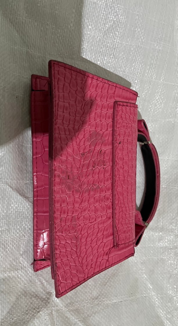 Pembe Parlak Yılan Desenli Deri Kadın Çanta - Görsel 2