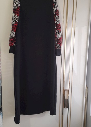 Drapeli Siyah Uzun Kollu Uzun Elbise - Görsel 2