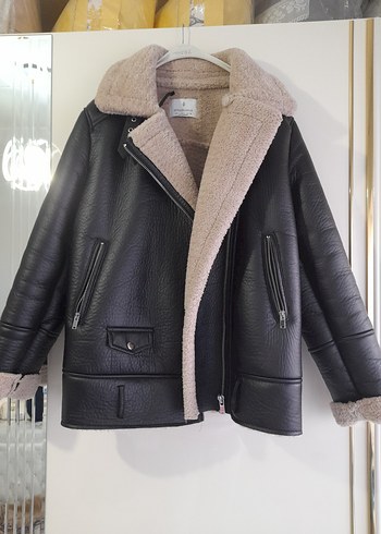 Kahverengi Kürklü Deri Biker Ceket - Görsel 2