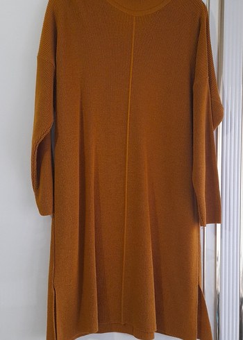 Drapeli Kahverengi Kadın Midi Kazak - Görsel 2