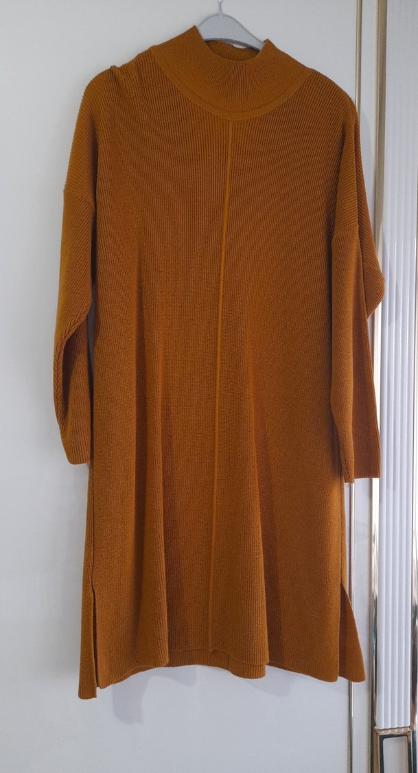 Drapeli Kahverengi Kadın Midi Kazak - Görsel 2