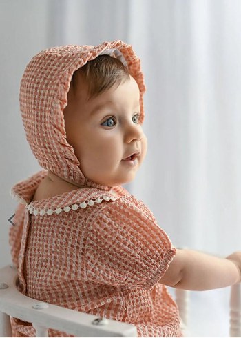 Nakışlı somon Kız Bebek Tulum - Görsel 2