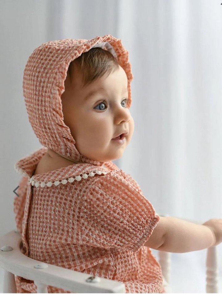 Nakışlı somon Kız Bebek Tulum - Görsel 2