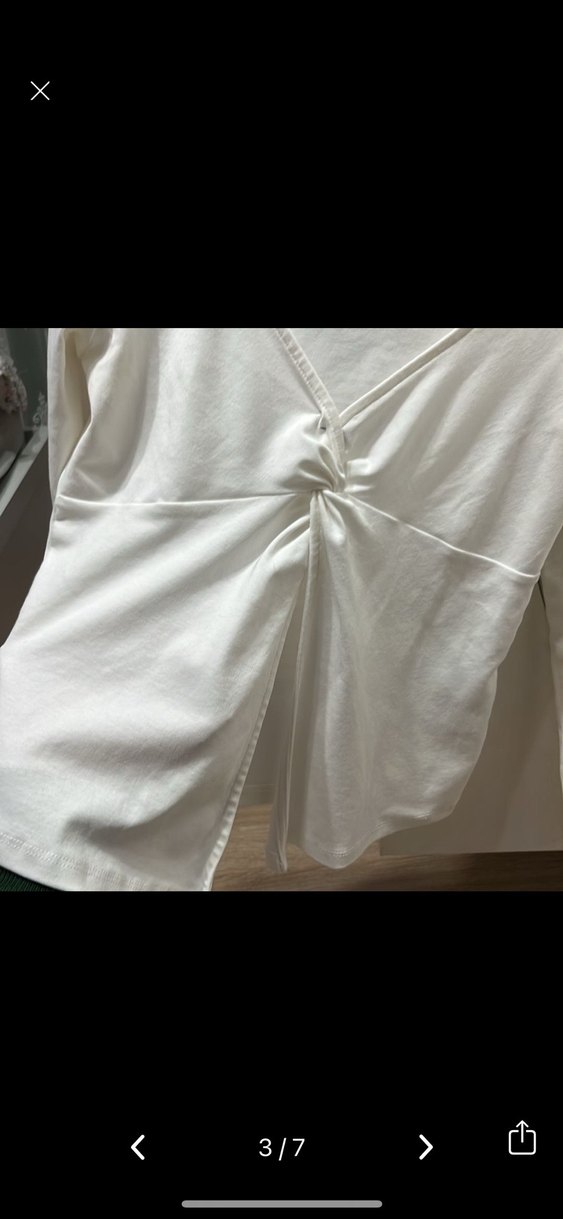 Beyaz Drapeli V Yaka Kadın Bluz - Görsel 5