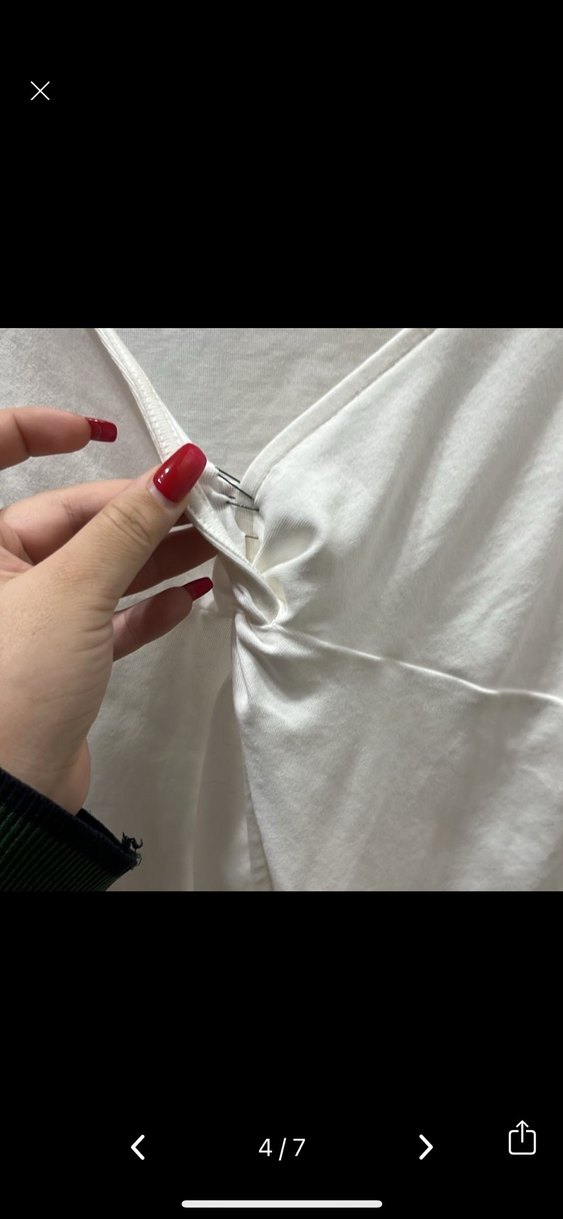 Beyaz Drapeli V Yaka Kadın Bluz - Görsel 4