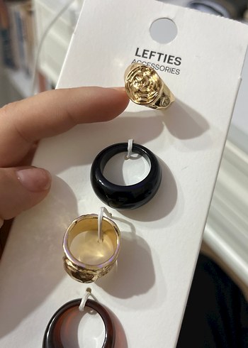 Lefties Altın Renkli Mini Tokalı yüzük seti - Görsel 3