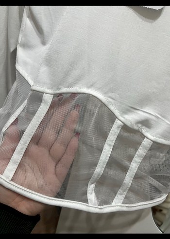 Beyaz Kadın Pamuklu Uzun Kollu Bluz - Görsel 4