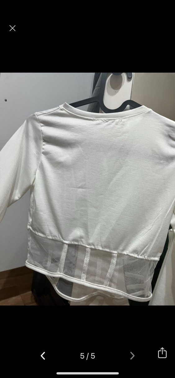 Beyaz Kadın Pamuklu Uzun Kollu Bluz - Görsel 5