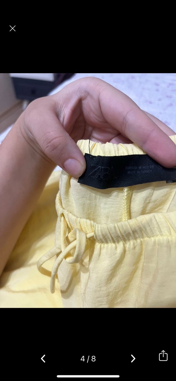 Zara Sarı Kadın Keten Pantolon - Görsel 4