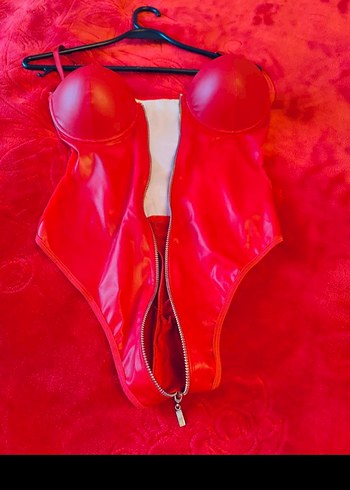 Kırmızı Fermuarlıderi fantazi içgiyim sorunsuz - Görsel 3