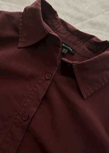 Bordo Düğmeli Kadın Gömlek - Görsel 2