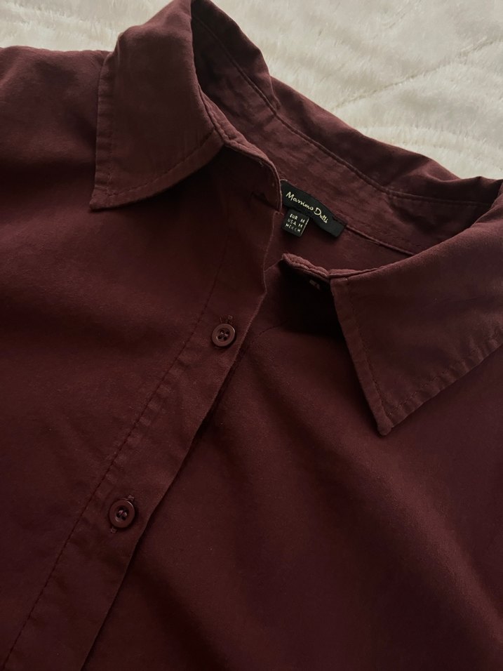 Bordo Düğmeli Kadın Gömlek - Görsel 2