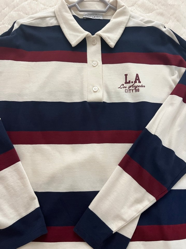 Kadın basic çizgili sweatshirt - Görsel 2