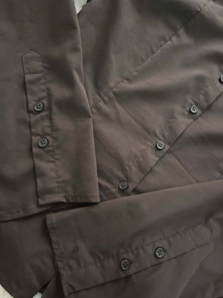 Kadın Kahverengi Uzun Kollu Düğmeli Gömlek - Görsel 3