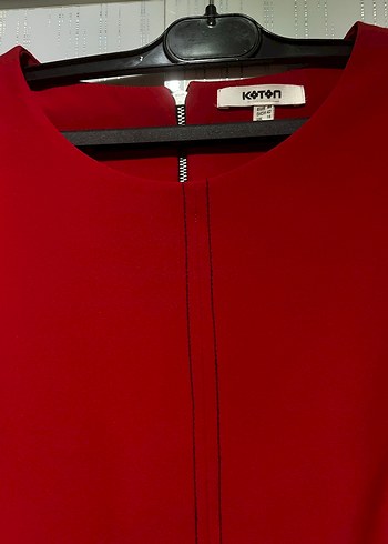 Kemerli Koyu Kırmızı Kadın elbise - Görsel 3