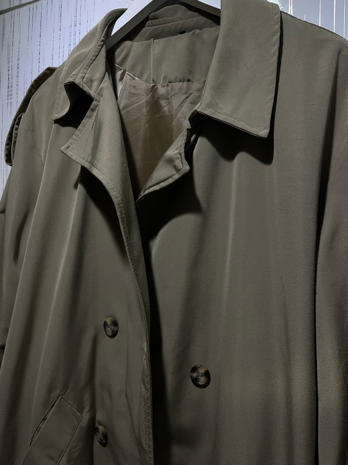 Haki Uzun Kadın Trençkot - Görsel 2