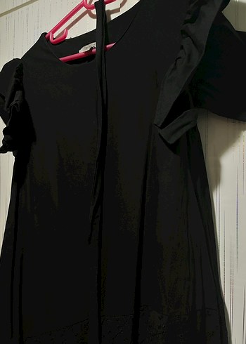 Siyah kuşaklı uzun kol detaylı elbise - Görsel 2