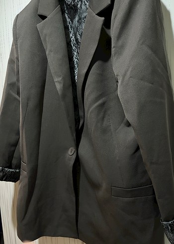 Gri ( koyu gri) kadın blazer ceket - Görsel 2