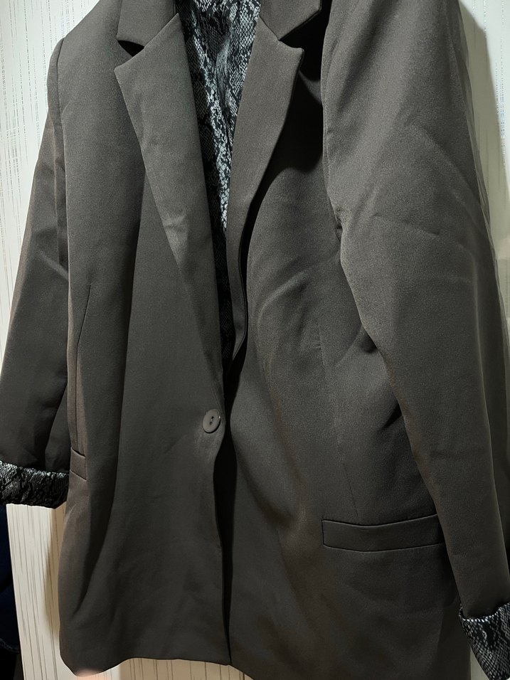 Gri ( koyu gri) kadın blazer ceket - Görsel 2