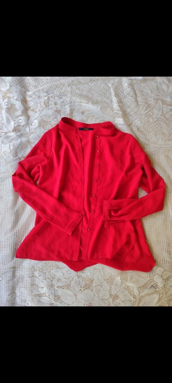 Pembe V Yaka Düğmeli Kadın Gömlek - Görsel 2